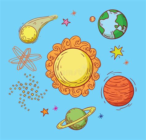 Planets Doodle Vector Set Stock Illustration Illustration Of Planetary