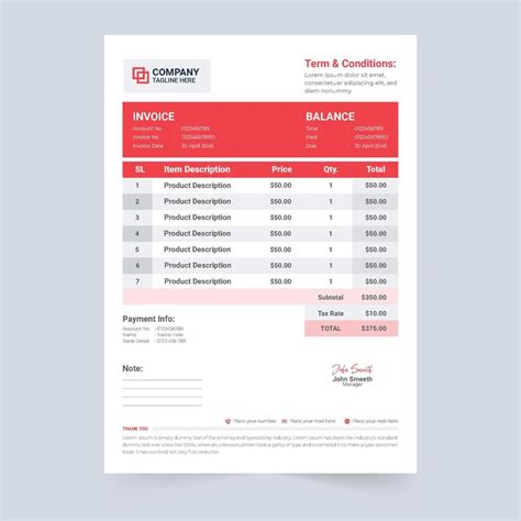 Creative Invoice Template Design For Payment Information Business