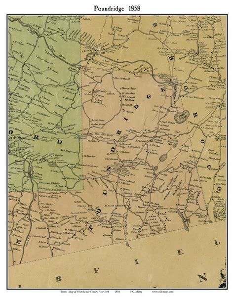 Poundridge New York 1858 Old Town Map Custom Print Westchester Co