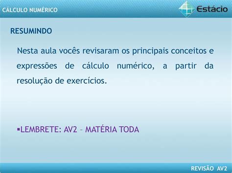 CÁlculo NumÉrico Aula De Revisão Av2 Ppt Carregar