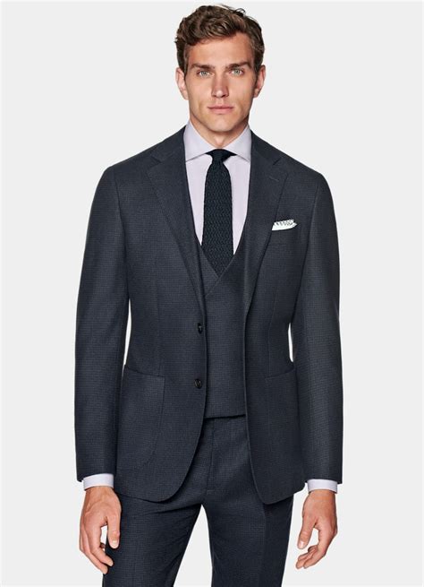 Navy Houndstooth Three Piece Havana Suit In Wool Cashmere Suitsupply Us