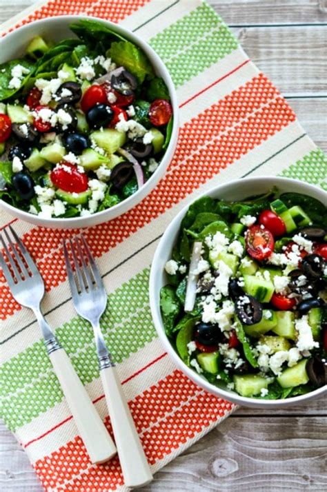 Spinach And Kale Greek Salad With Feta Lemon Vinaigrette Kalyns