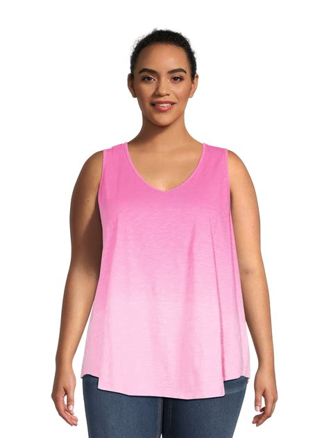 Terra And Sky Womens Plus Size Cotton Twist Back Sleeveless Top Sizes