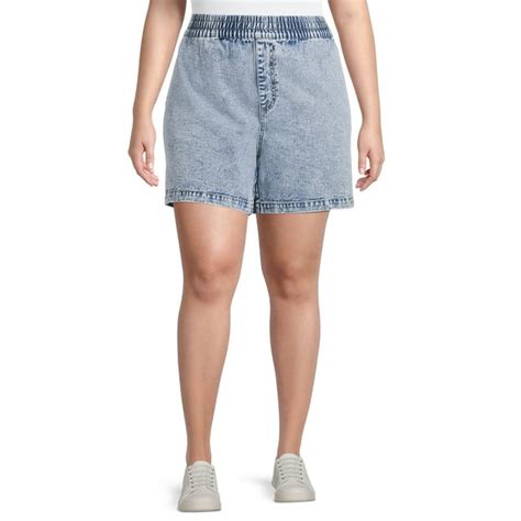 Terra And Sky Womens Plus Size Slouchy Pull On Denim Shorts