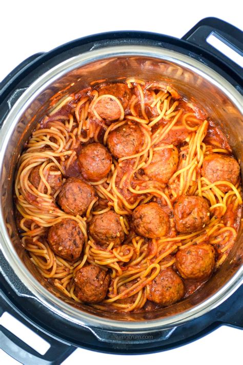 Instant Pot Spaghetti and Meatballs - Sum of Yum