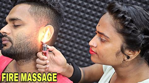 Fire🔥massage Therapy By Barber Girl Pakhi Ear Massage With Earwax And