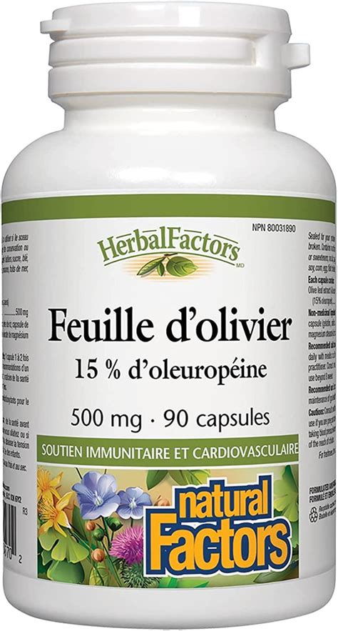 Natural Factors Olive Leaf 500 Mg 90 Capsules Immune Support