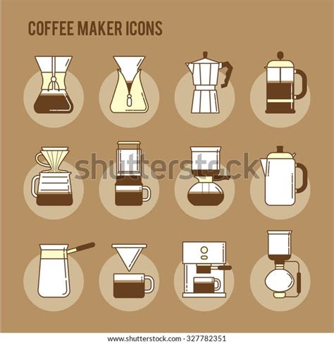 Coffee Brewing Methods Icons Set Different Stock Vector Royalty Free