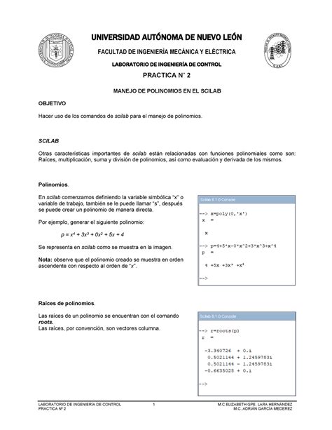 Ic P En Scilab Practica Lab Ingenieria De Control Laboratorio De