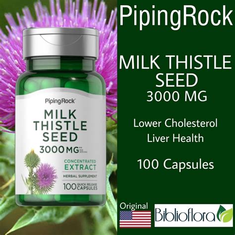 Jual Piping Rock Milk Thistle Seed 3000 Mg 100 Capsules Liver Health