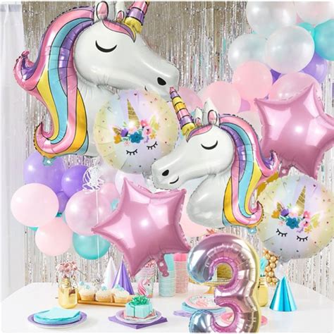 Set Baloane Folie Aniversare Ani Folie Figurina Unicorn Zi De