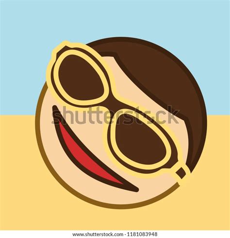 Emoticon Sunbathing Guy That Wearing Dark Stock Vector Royalty Free