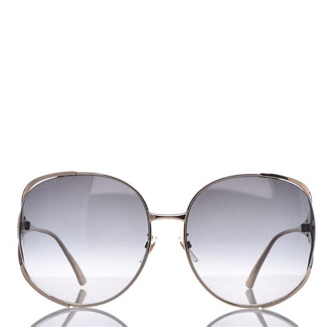 Gucci Oversized Round Frame Gg0225s Sunglasses Gold 384531