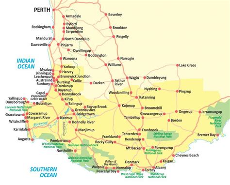 South western Australia map - Map of south western Australia (Australia ...