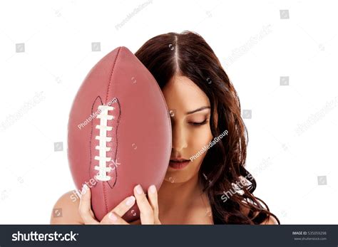 Beautiful Nude Woman Holding American Football Stock Photo Shutterstock