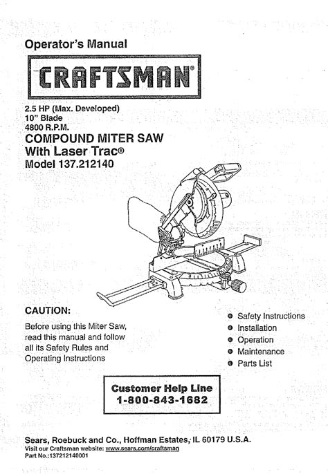 Craftsman 10 Compound Miter Saw Parts | Reviewmotors.co