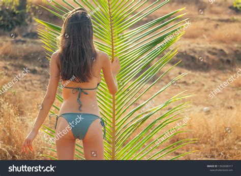 Portrait Beautiful Greeneyed Brunette Woman Bikini Stock Photo Shutterstock