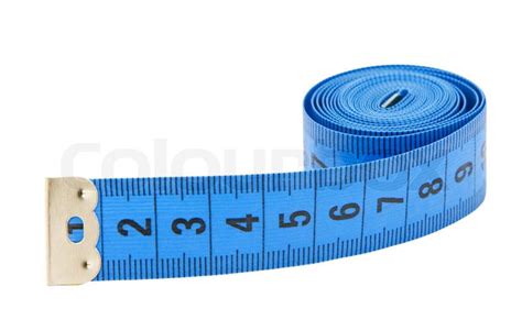 Blue Measuring Tape Isolated Over White Background Stock Photo