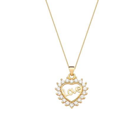 Colar Com Pingente De Coração Love Banhado Em Ouro 18k