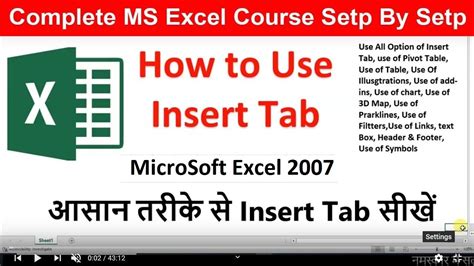 How To Use Insert Tab In Ms Excel 2007 Complete Insert Tab Explain Youtube