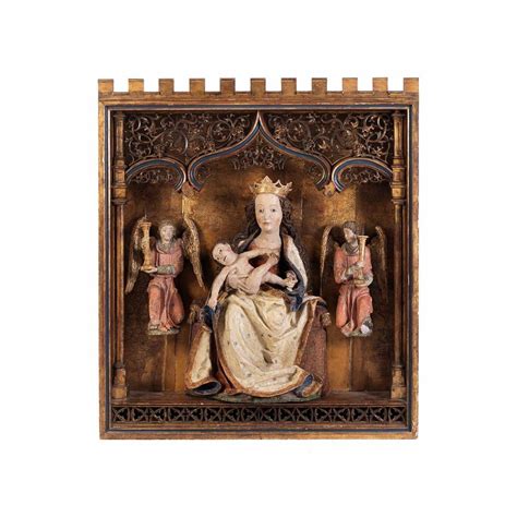 At Auction Bedeutende Schnitzfigur Einer Thronenden Madonna Mit Dem