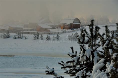 Winter Sunrise in the Altai Mountains Stock Image - Image of taiga ...