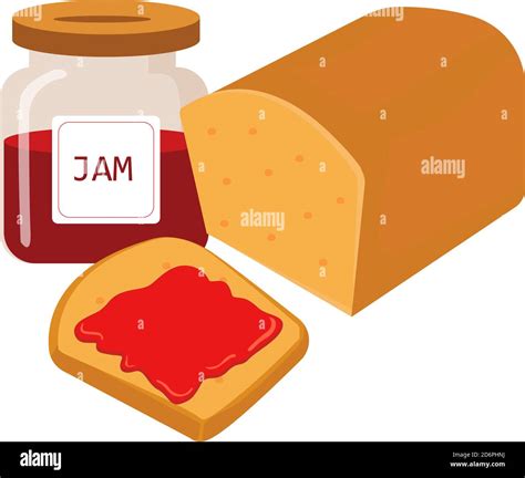 Bread And Jam Illustration Vector On White Background Stock Vector