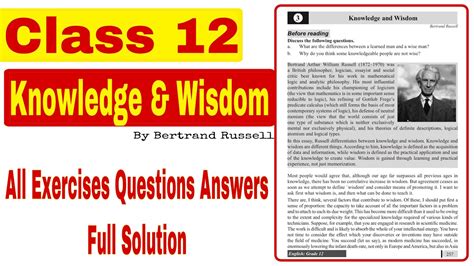 Class Compulsory English Unit 3 Knowledge And Wisdom All Exercises