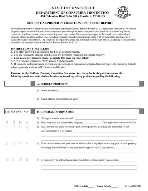 Connecticut Residential Property Condition Disclosure Report Fill Out