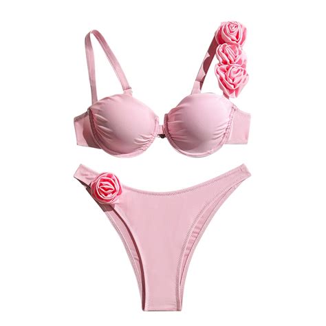 Efsteb Women S Bikini Swimsuits Fashion Solid Color Bathing Suits Comfortable Bikini Sets Two