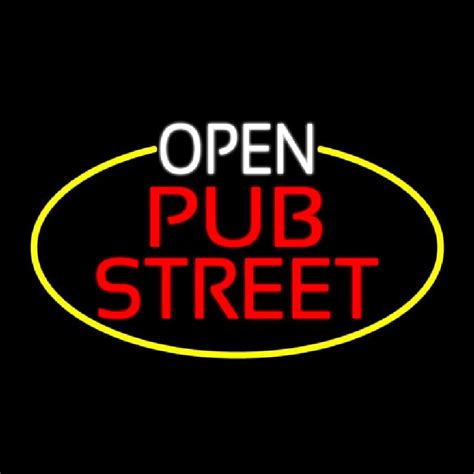 Custom Open Pub Street Oval With Yellow Border Neon Sign Usa Custom