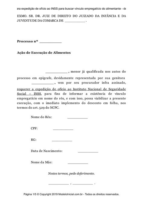 Modelo Requerimento Para Expedi O De Of Cio Ao Inss Para Buscar