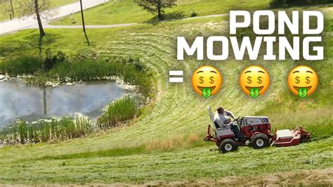 Satisfying Mowing On A Steep Pond Bank YouTube