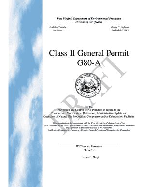 Fillable Online Dep Wv Class II General Permit G80 A WV Department Of