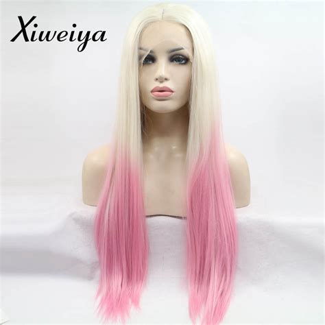 Amazon Xiweiya Ombre Pink Wig With Platinum Blonde Lace Front Wig