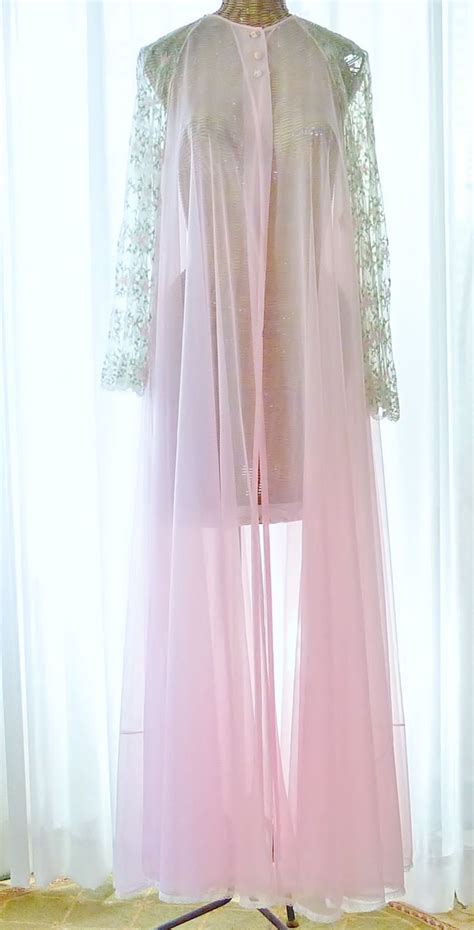 Virginia Wallace Embroidered Chiffon Robe Nightgown 300 Etsy