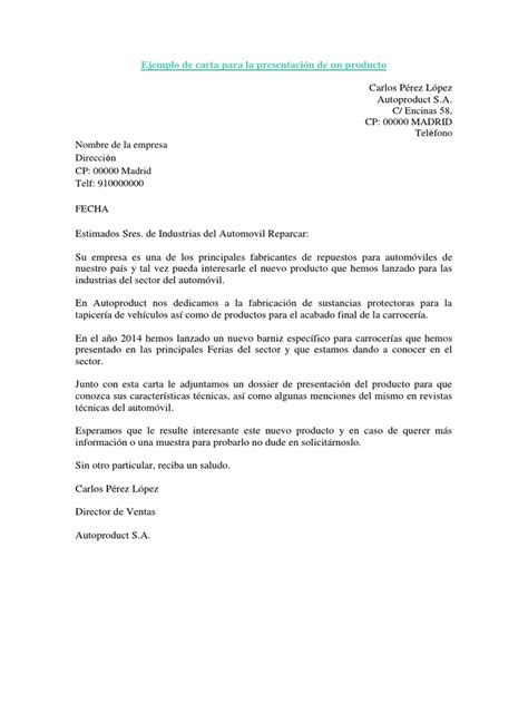 Ejemplo De Carta Para La Presentación De Un Productopdf