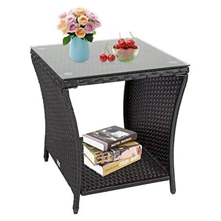 Amazon Outdoor Pe Wicker Side Table Patio Rattan Garden Coffee