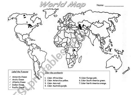 World Map Labeling Worksheet