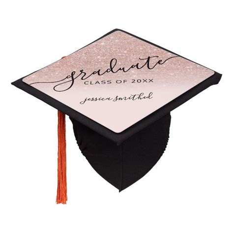 Rose Gold Glitter Elegant Chic Typography Graduate Graduation Cap Topper Audrey Chenal