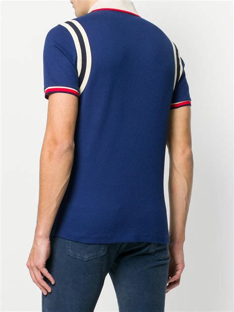 Lyst Gucci Bee Logo Polo Shirt In Blue For Men