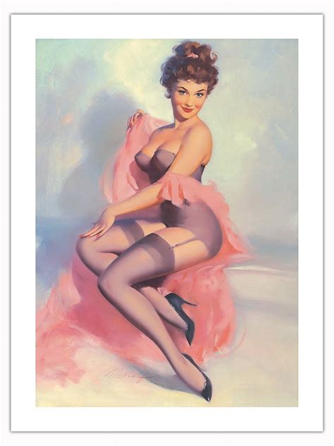 Pretty In Pink Vintage Pin Up Girl Print By William Medcalf C1955 Fine Art Matte Paper