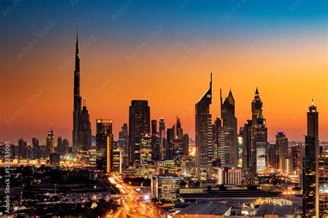 A beautiful Skyline view of Dubai, UAE as seen from Dubai Frame at ...