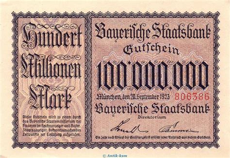 Großnotgeld Inflation 1923 Banknote Bay Staatsbank München 100