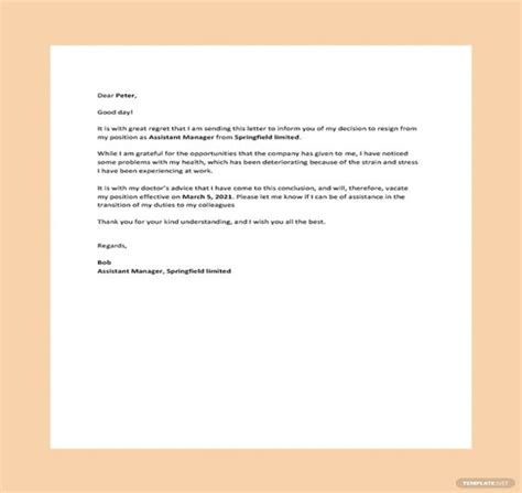 How To Write Resignation Letter For Health Reasons Infoupdate Org