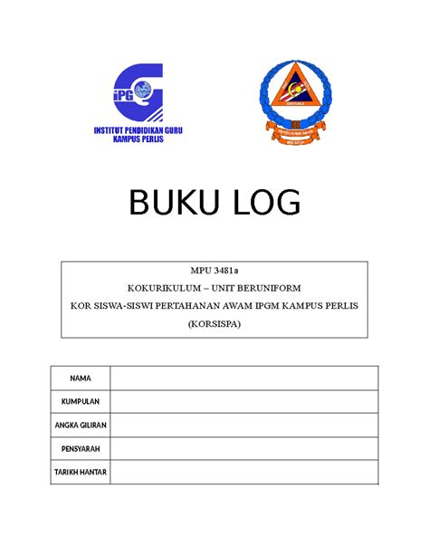 Muka Depan Buku Log Sila Gunakan File Ini Sebagai Rujukan Anada