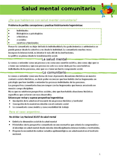 Clase Salud Mental Comunitaria De Que Hablamos Con Salud Mental