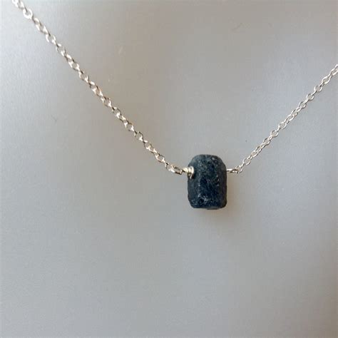 Raw Sapphire Necklace, Rough Sapphire Pendant, September Birthstone Necklace Silver, Gold Filled ...