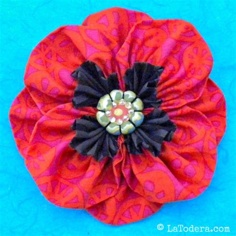 Diy Fabric Flower Poppy Brooch Tutorial Pdf Sewing Pattern La Todera