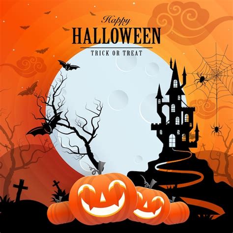 Plantilla De Fondo Feliz Halloween Con Calabaza Vector Premium